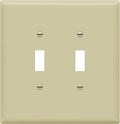 ENERLITES Double Toggle Switch Cover, Two Gang Light Switch Wall Plate, Gloss Finish, Oversized 2-Gang 5.5" x 5.5", Unbreakable Polycarbonate Thermoplastic, UL Listed, 8812O-I, Ivory