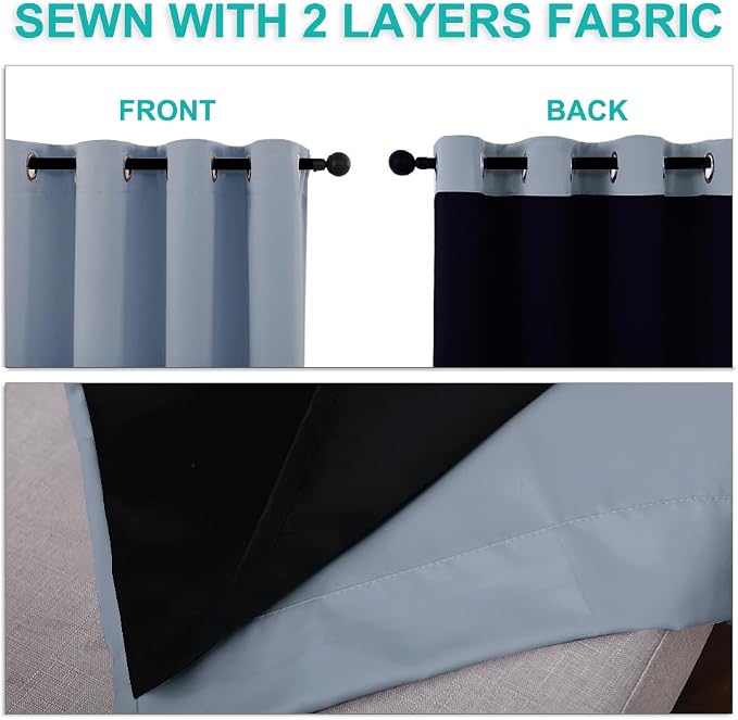 NICETOWN Full Shade Curtain Panels, Vintage Blue, Pair of Thermal Insulated & - Image 5