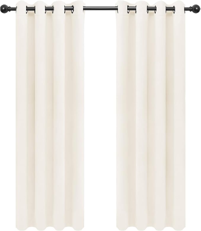 Easy-Going Thermal Grommet Curtains, 2 Panels 52x84 in, Ivory | Washable by Easy-Going
