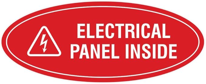 Signs ByLITA Oval Electrical Panel Inside Sign (Red) - Large 2 Pack