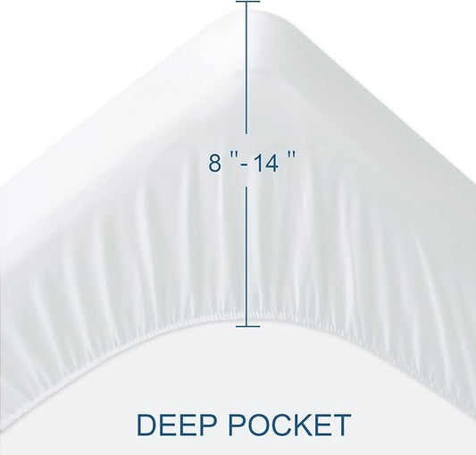 10 Pack Mattress Protector Twin Waterproof Mattress Topper Pad Cover Bed Sheets Fitted up - 14" Soft & Breathable Terry, Noiseless & Machine Washable Mattress Protector