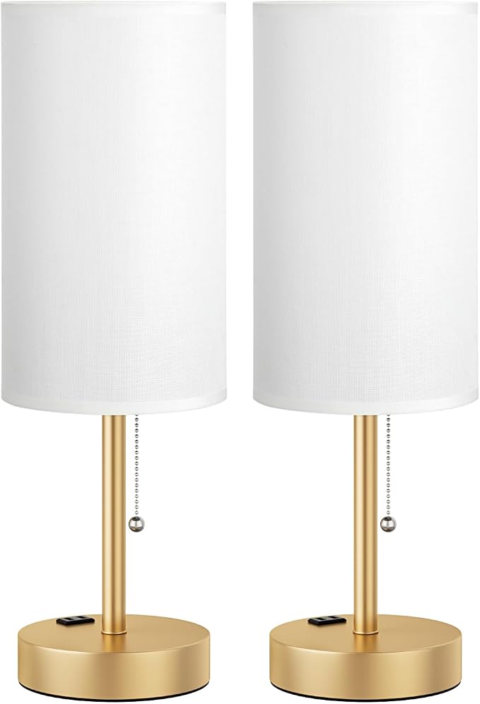 17.4" Gold Bedside Table Lamps Set of 2 - Image 9