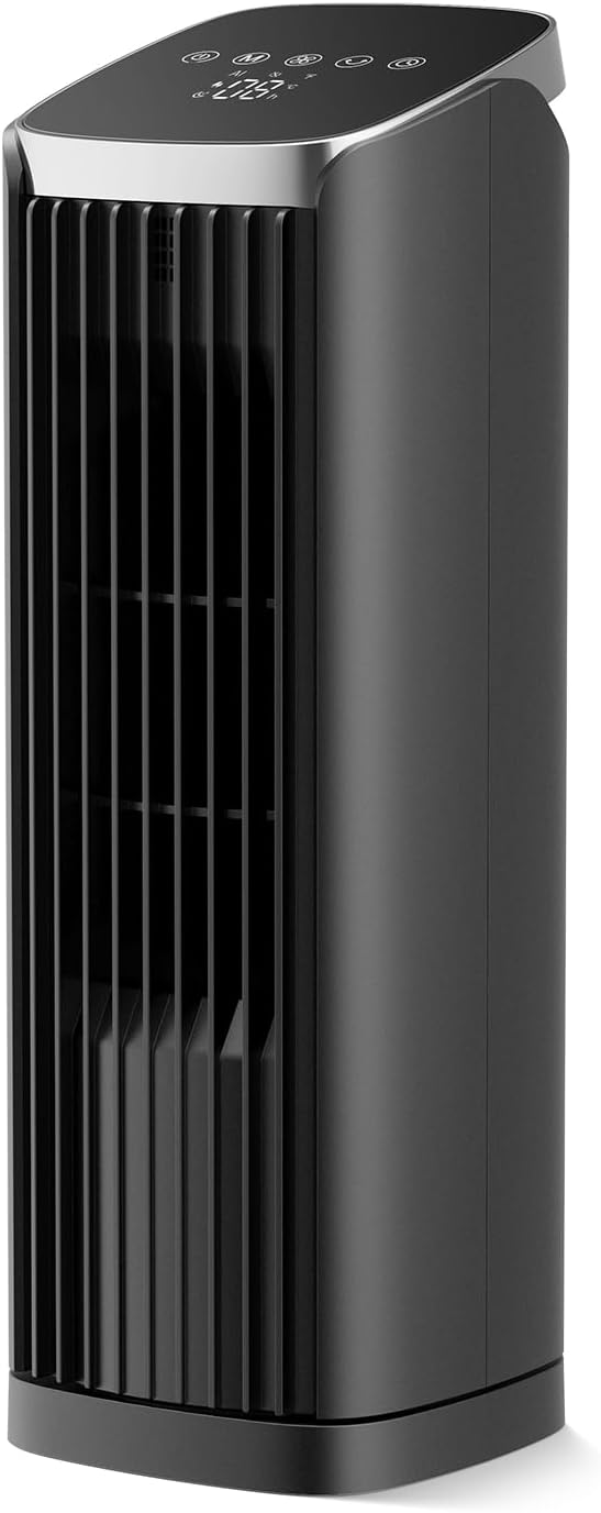 PNTCK Fan for Bedroom, 13" Tower Fan with Remote, 4 Modes 4 Speeds Max 24ft/s, 70° Oscillating Desk Fan, 12H Timer Portable Fans, Cooling Fans for Office, Home