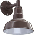Steel Lighting Co. Hawthorne Barn Light | Outdoor Wall Mounted | 8 inch Dome | 6 inch Straight Arm| Small Farmhouse Light Made in America | Dark Bronze Exterior/White Interior