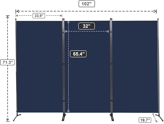 3 Panel Folding Room Divider, Sturdy Frame Freestanding Wall Divider | - Image 6