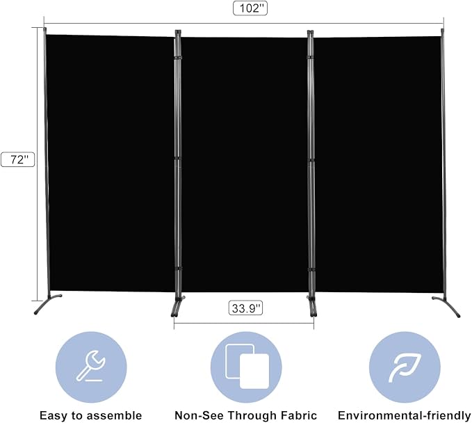 Room Divider 6FT Folding Privacy Screens, 3 Panel Partition Room Dividers | - Image 5