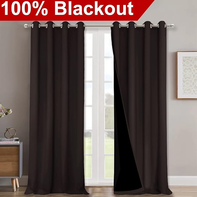 NICETOWN Cold Blocking 100% Blackout Curtains, Durable Black Lined Blackout - Image 2
