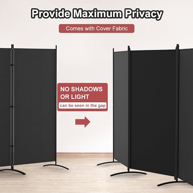 Kokorona 4 Panel Room Divider, 6FT Tall Folding Privacy Screen Wall Dividers - Image 4
