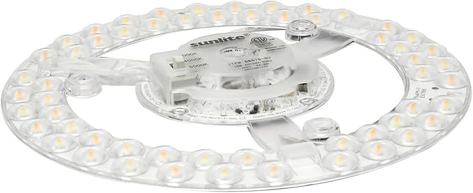 Sunlite 88479 7.3-Inch AC LED Light Engine Module, 15 Watts (100W=), 1350 Lumens, Color Selectable 30K/40K/50K, Dimmable, 50,000 Hours Life Span, 120v, ETL Listed