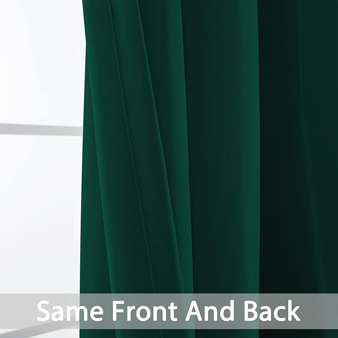 Yakamok Blackout Curtains 38x84 inch Dark Green Thermal Drapes-Bedroom | 2 - Image 3