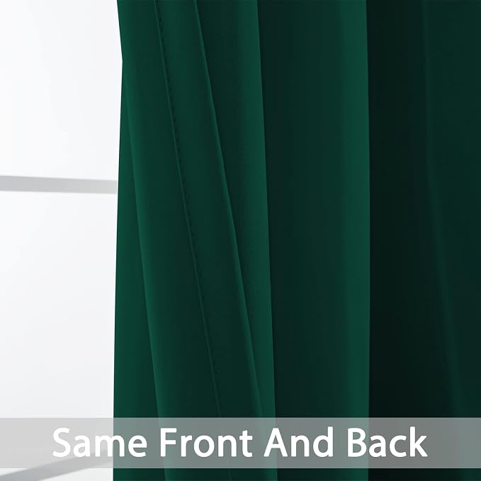 Yakamok Blackout Curtains 38x72 inch Dark Green Thermal Drapes-Bedroom | 2 - Image 3