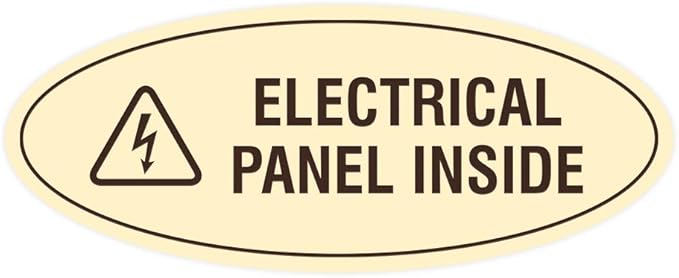 Signs ByLITA Oval Electrical Panel Inside Sign (Ivory/Dark Brown) - Small