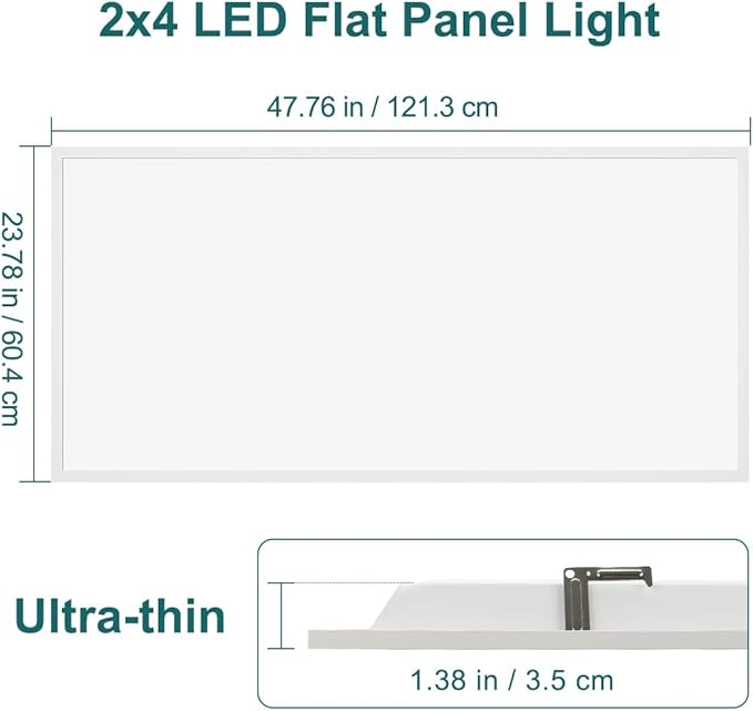 kadision 2x4 LED Flat Panel Light, 60W/50W/40W/30W/25W Adjustable, 5000K/4000K/3500K Selectable, 6600LM Dimmable LED Drop Ceiling Light Fixture, 100-277V ETL-Listed, 4-Pack