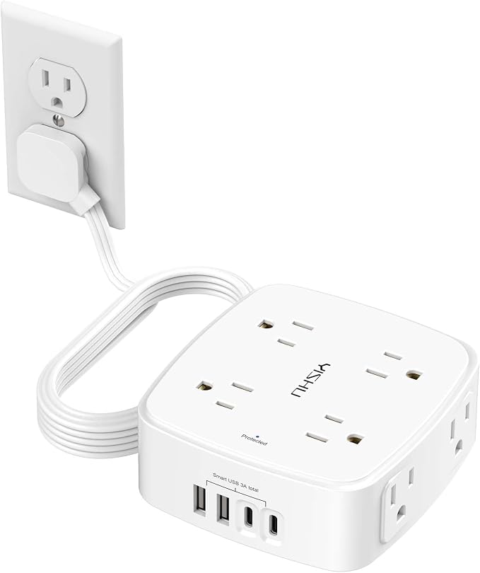 10 Ft Surge Protector Power Strip by YISHU
