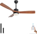 revoici 52 Inch Solid Wood Ceiling Fans With Lights, Low Profile Ceiling Fan with Light and Remote, Reversible DC Motor, Indoor Outdoor 3 Blade Ceiling Fan Light for Bedroom Living room Farmhouse