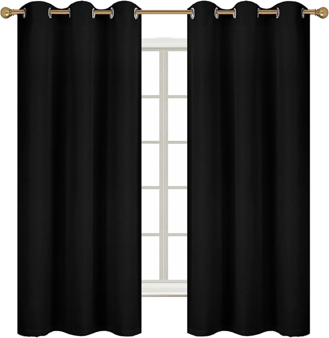 Diraysid 100% Blackout Curtains Black Linen Curtains - Image 3