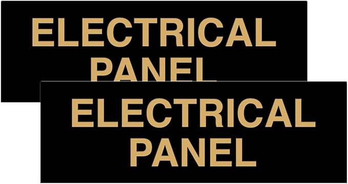 All Quality Basic Electrical Panel Sign - Fire Regulation Safety Compliance Sign - Black/Gold - Medium (2 Pack)