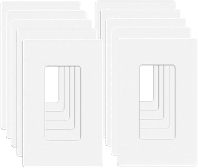 MLLIZH 10 Pack 1-Gang Screwless Wall Plate, Outlet Cover Plates, 4.57” H x 2.76” L, for Light Switch, Dimmer, GFCI, USB Outlet