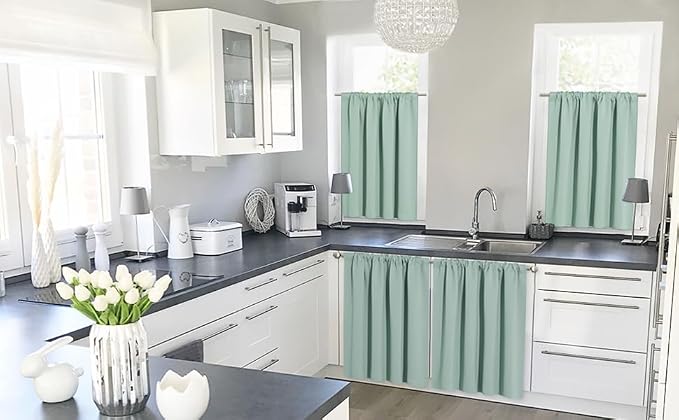 RYB HOME Cafe Blackout Curtains 24 inch Length - Image 2