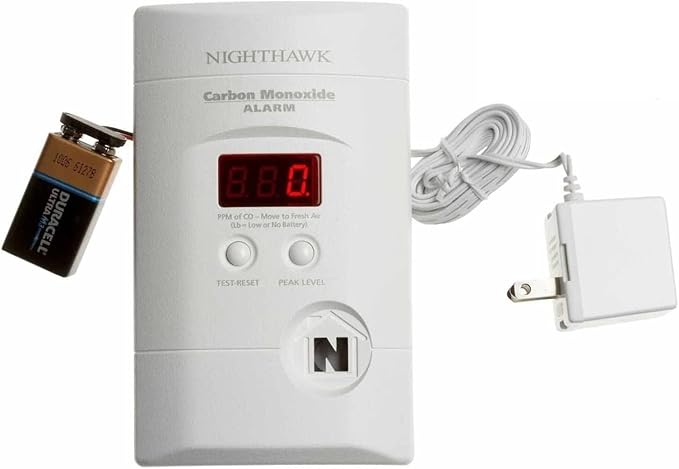 Kidde Carbon Monoxide Detector, Plug In Wall with 9-Volt Battery Backup, Digital LED Display - 2 Pack