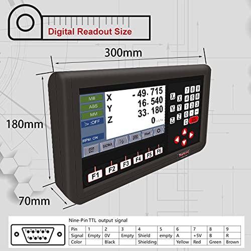 3 Axis DRO Digital Readout for Milling Machine Lathe Machine 3pcs Magnetic Scale 5um IP67 Sealing Protection (3pcs Customized Magnetic Scale)