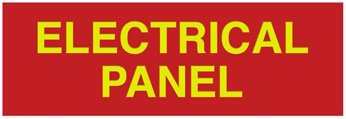 All Quality Basic Electrical Panel Sign - Fire Regulation Safety Compliance Sign - Red/Gold - Large (5 Pack)