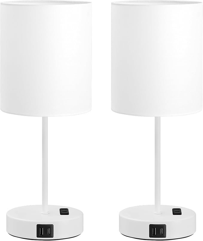17.6" White Touch Lamps for Bedroom Set of 2 - Image 9