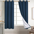 Diraysid 100% Blackout Curtains Navy Blue Linen Curtains by Diraysid%2C+refresh+your+life