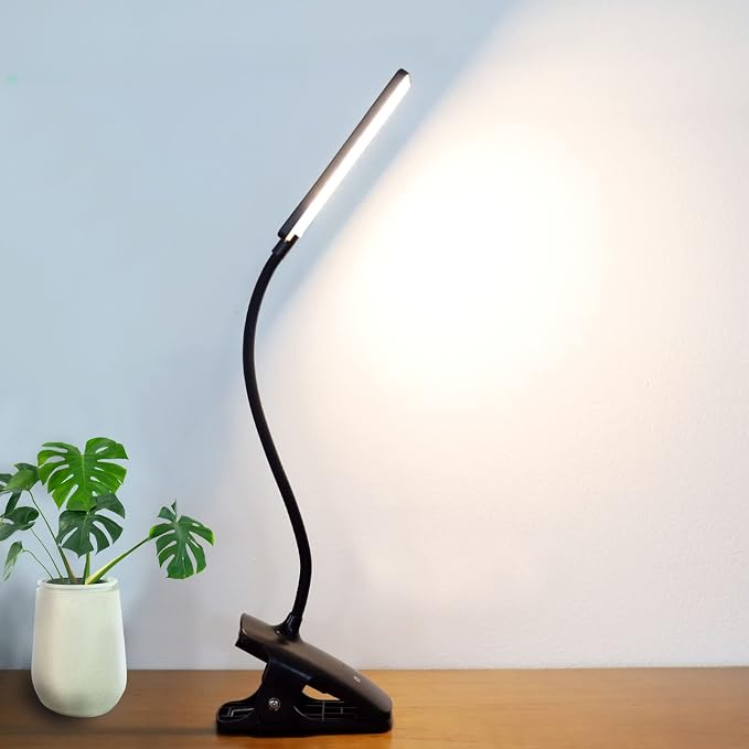 LED Reading Light with Clip USB Rechargeable Book Lights, 24 LEDs Flexible Neck by DEAUNBR