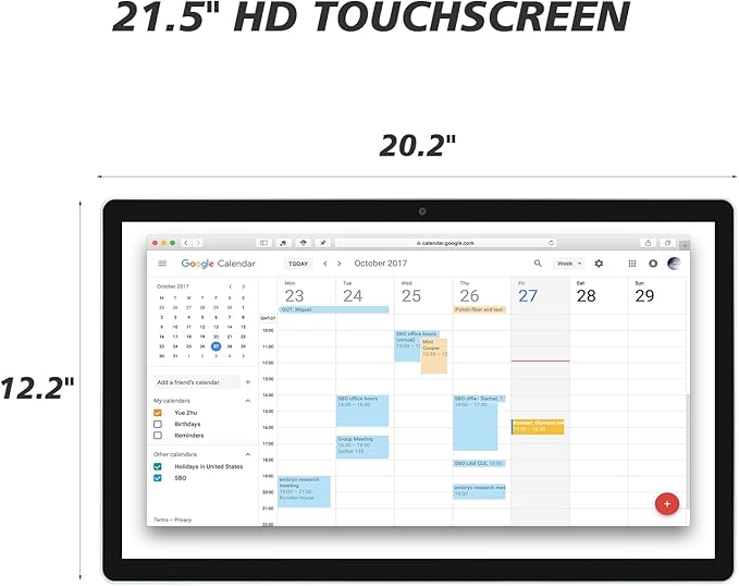 Large Touchscreen Monitor Digital Electronic Calendar, Downloadable APP,10-Point Touch,16:9 Display, Android 13 with 8GB RAM & 128GB ROM,Perfect for Office, Business, and Home (21.5 inch)