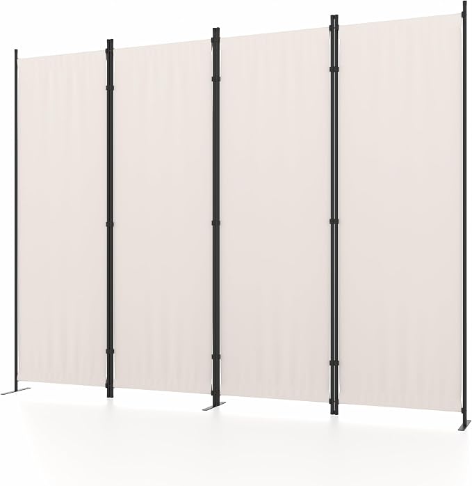 Room Divider 4 Panel Partition Room Dividers & Folding Privacy Screens w/ 3 - Image 9
