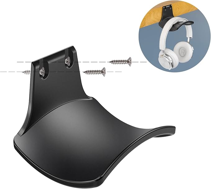 SIROLISA 2-Pack Never Fall Headphone Hooks Hanger Wall Mount, Headset Holder Stand for Universal Gaming Headset Airpods Max Sony Bose Beats, Strong Adhesive by Screws