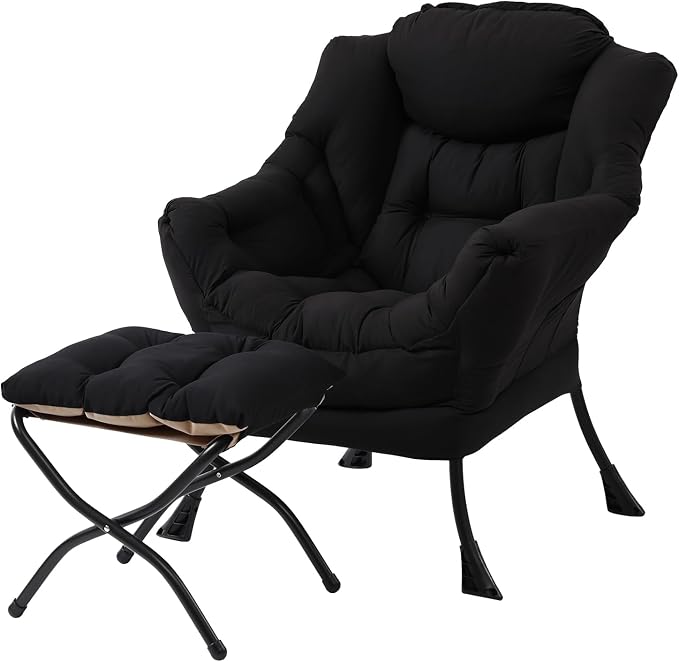 Lazy Chair with Ottoman, Comfy Accent Reading Chair, Removable Cover, with by LITA