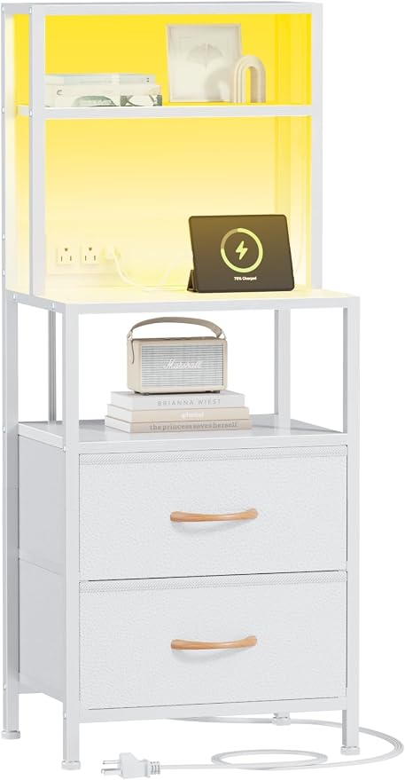 White Nightstand, Tall Night Stand by Furnulem