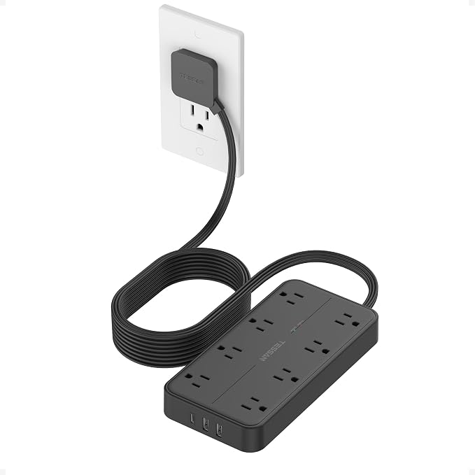 TESSAN Power Strip Surge Protector, 15FT Flat Plug Extension Cord | 8 Outlets 3 by TESSAN