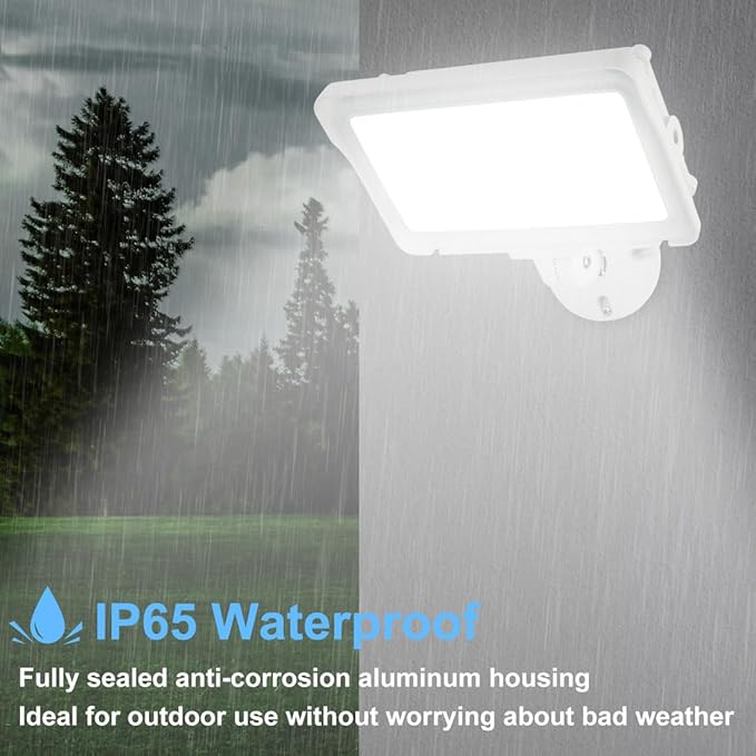 kadision LED Flood Light 50W/40W/30W, 3CCT 3000K/4000K/5000K Selectable, Dusk-to-Dawn Photocell, IP65 Waterproof Adjustable Knuckle Mount Security Lights, 100-277V ETL Listed, White 1-Pack