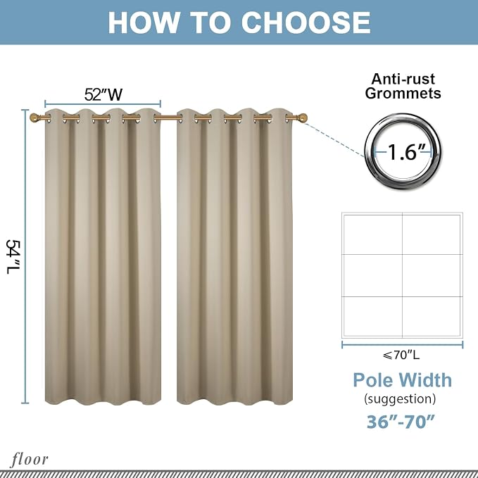 Diraysid Beige Grommet Blackout Curtains - Image 3