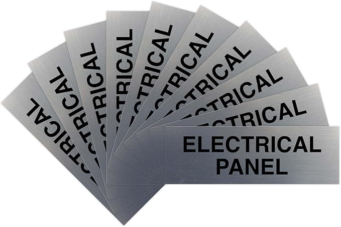 All Quality Basic Electrical Panel Sign - Fire Regulation Safety Compliance Sign - Silver - Medium (10 Pack)