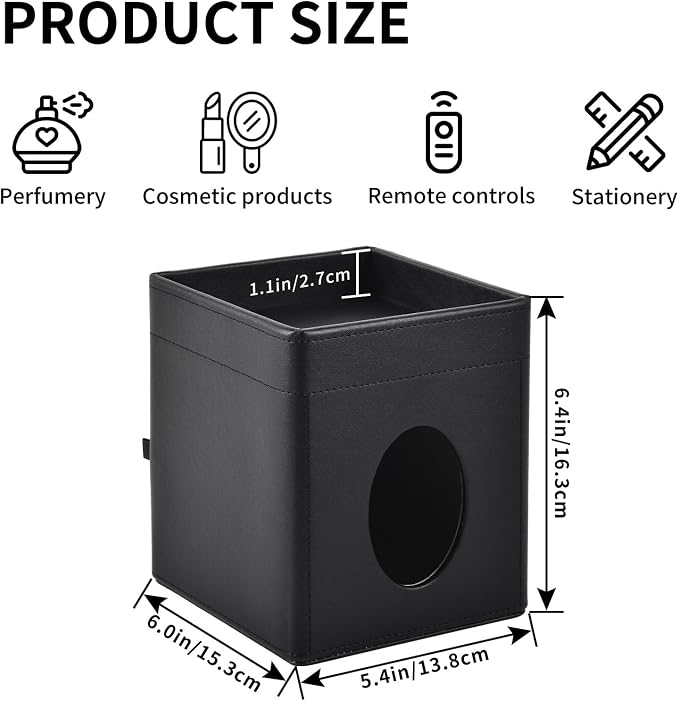 Tissue Box Cover Square Tissue Box Holder PU Leather Facial Tissues Organizer - Image 5