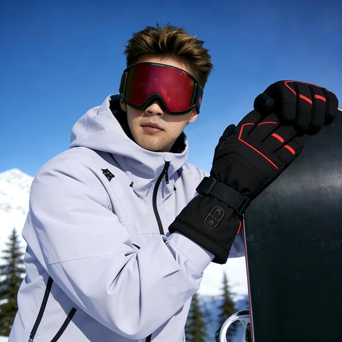 FEETMOR Heated Gloves for Men Women - Upgraded Rechargeable Dual-Heated Winter Gloves for Motorcycling, Hunting, Skiing