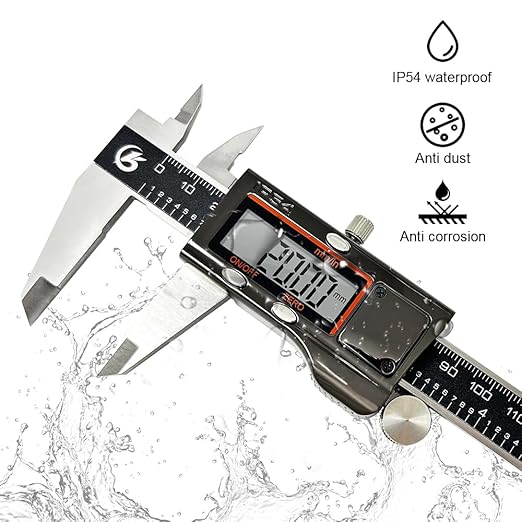 KETOTEK Digital Caliper 8" Electronic Caliper IP54 Splash Proof, Measuring Tool with Stainless Steel, Micrometer LCD Screen, Switch from Inch Metric, Auto-Off for 3D Printing, Jewelry (200 mm)