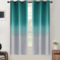SimpleHome Teal to Grey White Ombre Room Darkening Curtains 63 Inch | Curtains by SimpleHome