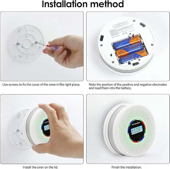 Yfwsrecinoe 6 Pack Upgraded Combination Smoke and Carbon Monoxide Alarm Detector, Dual Sensor Smoke Alarm&Carbon Monoxide Detector (Includes Battery)