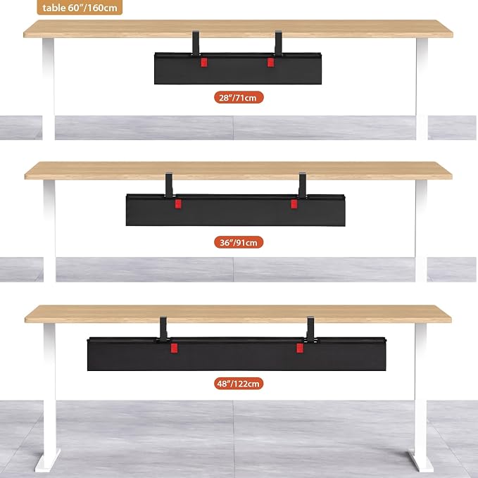 Univivi No Drill Under Desk Cable Management Tray, 28 inch Cable Management | - Image 8