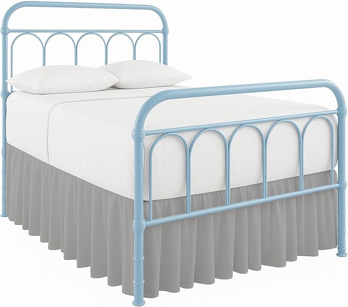 Ruffled Bed Skirt with Split Corners-Dust Ruffle - 21" Drop 100% Microfiber Soft,Sheen & Luxurious Look - Bed Skirts (Light Grey -Twin)