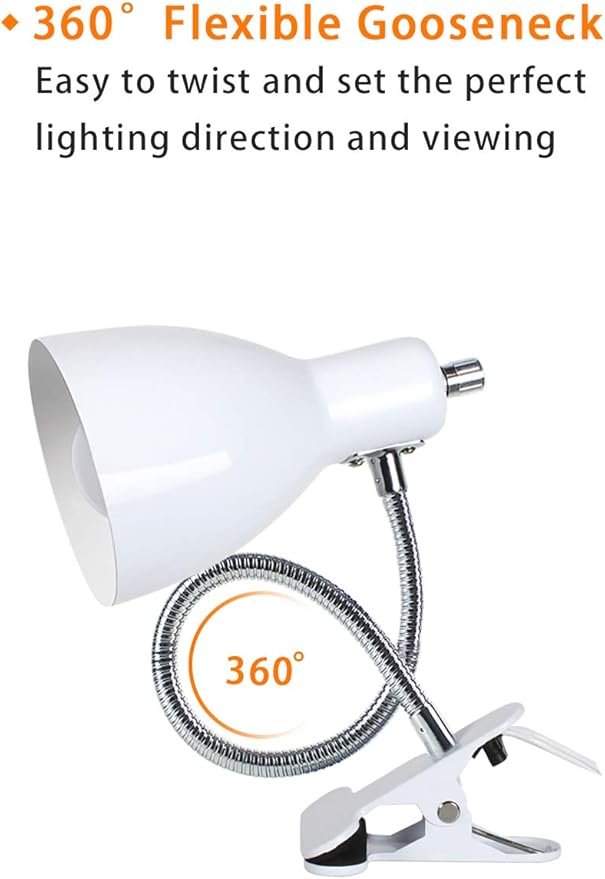 Desk lamp Eye-Caring Table Lamps, 360°Rotation Gooseneck Clip on Lamp Reading - Image 3