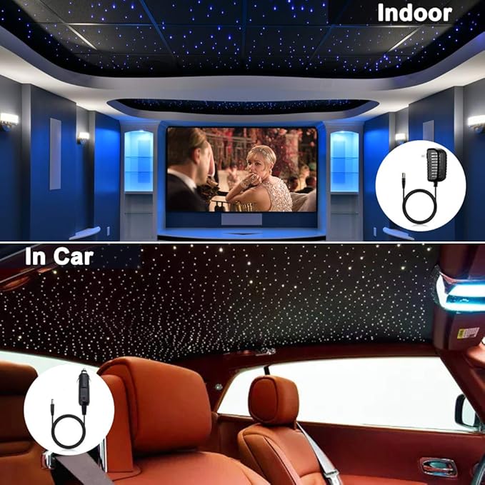 AMKI16W Bluetooth Twinkle Fiber Optic Star Ceiling Lights Lamp Kit, LED RGBW Engine Driver APP/Remote Control (335pcs(0.03in+0.04in+0.06in)13.1ft)