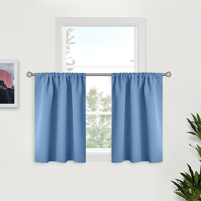 BGment Denim Blue Kitchen Window Curtains 36 Inches Long by BGment