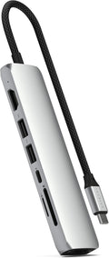 Satechi 7 in 1 USB C Hub Multiport Adapter with Ethernet, HDMI 4K@60Hz, 100W PD Charging, 2X USB-A Data Ports, Micro/SD Card Readers for MacBook Air/Pro M5/M4, iPad, Windows - Silver