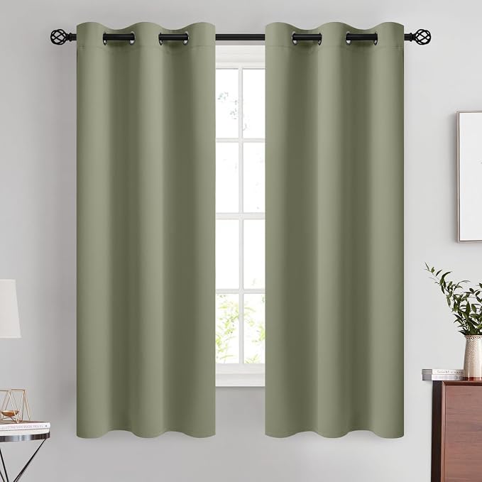 COSVIYA Grommet Room Darkening Light Sage Curtains 63 inch Long by COSVIYA